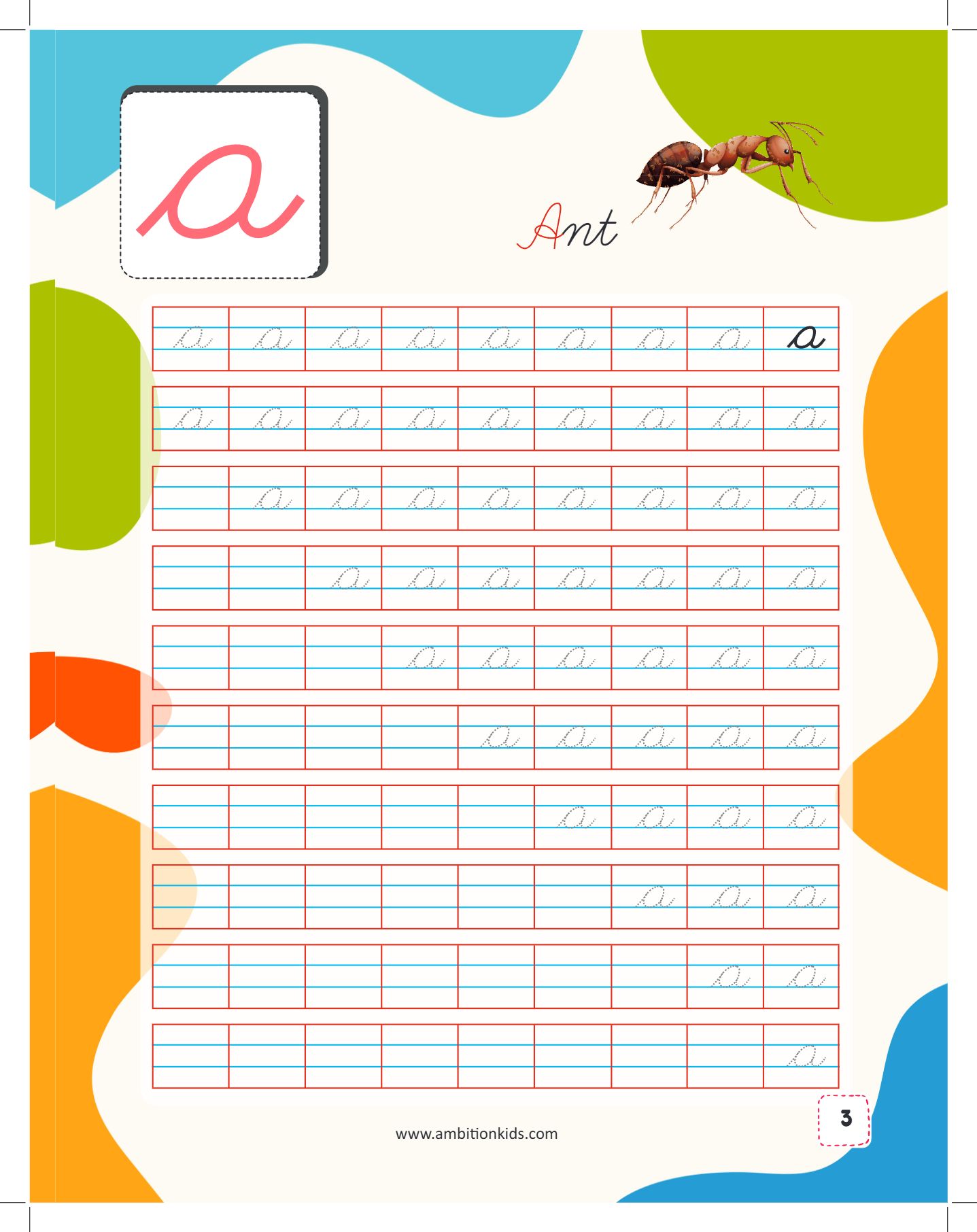 Capital & Small Letters Cursive Writing Ambition Kids Practice Book