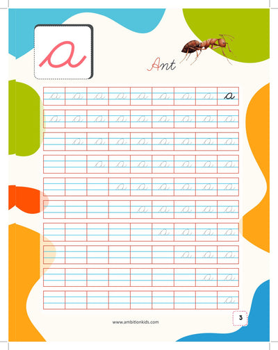 Capital & Small Letters Cursive Writing Ambition Kids Practice Book