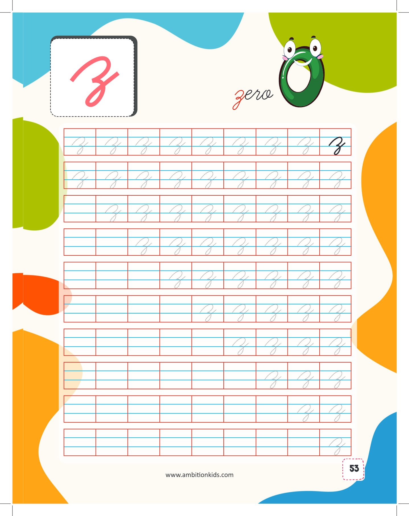 Capital & Small Letters Cursive Writing Ambition Kids Practice Book