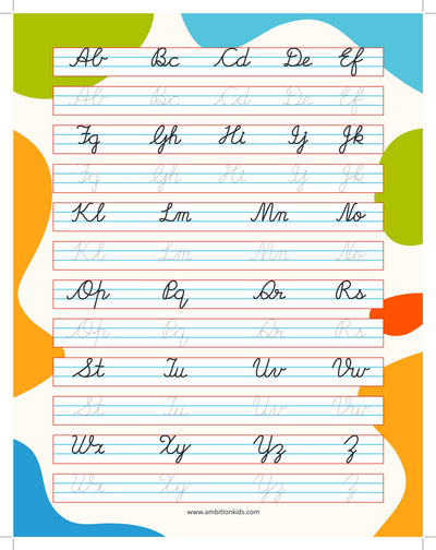 Capital & Small Letters Cursive Writing Ambition Kids Practice Book