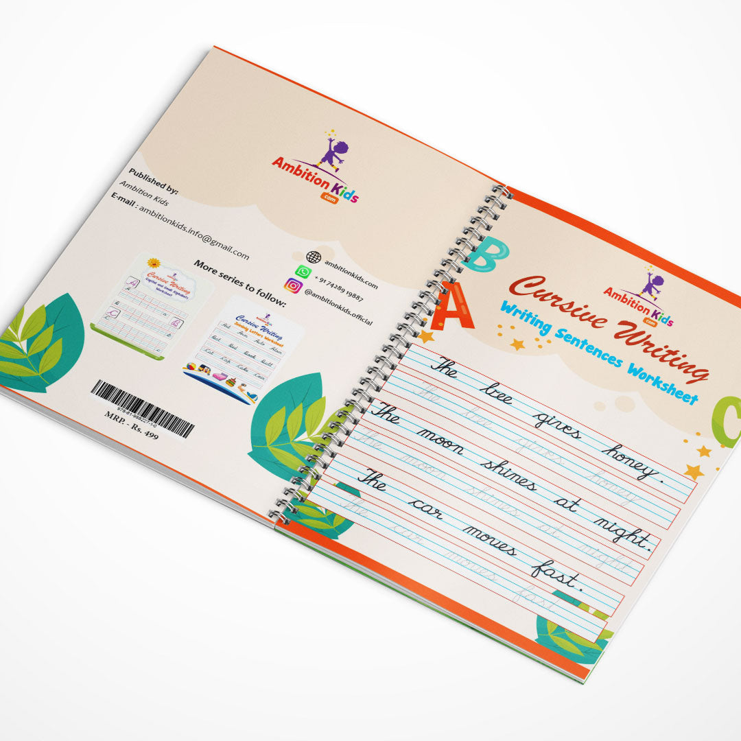 Cursive Writing Practice Book for Kids (Letters, Words & Sentences)
