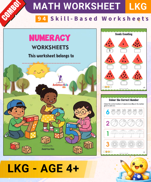 Printable LKG Worksheets | 94 Math Numeracy Practice Pages | Fun Learning