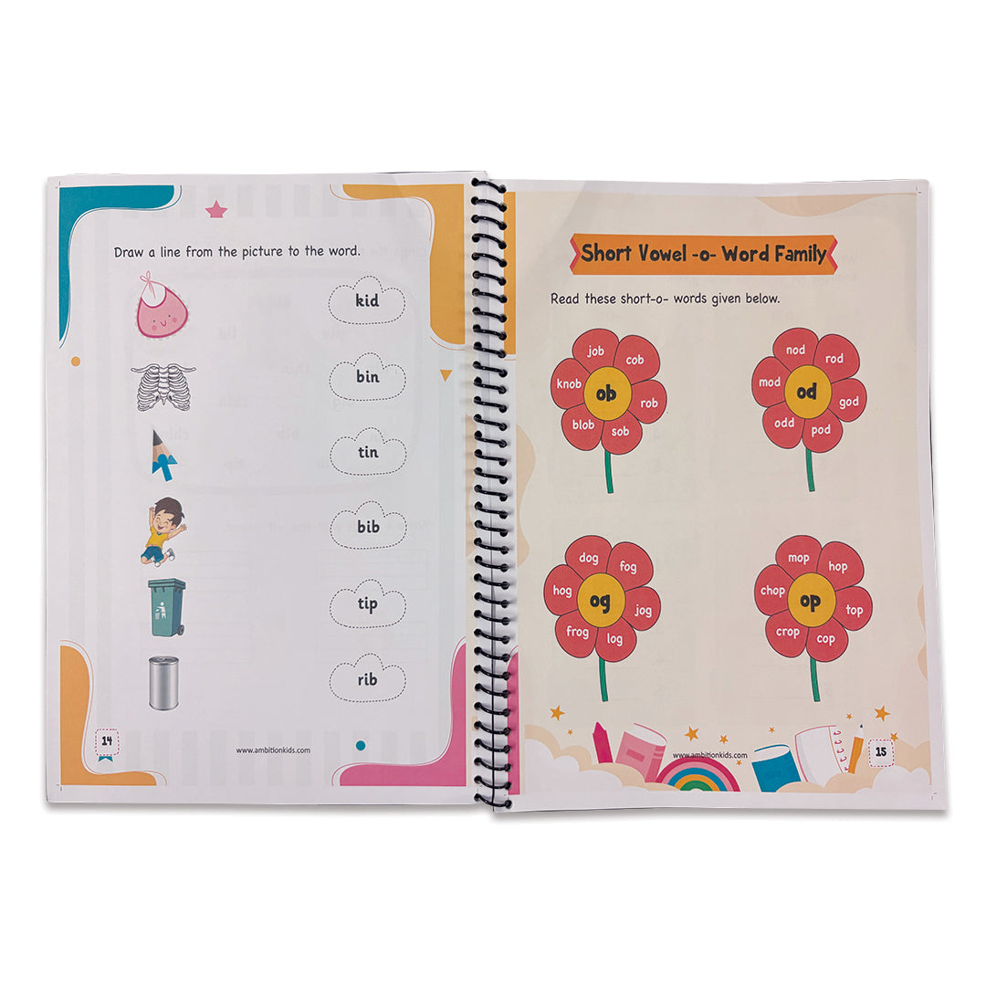 Phonics Practice Books for Kids (4-Book Set – A–Z Sounds, Vowels, Blends & Word Families)