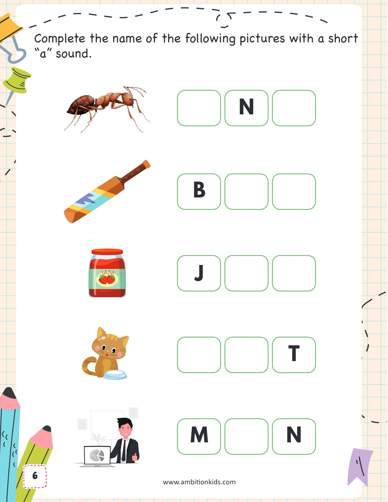 A–Z Sounds Phonics Ambition Kids Worksheets for Age 3–6 Years
