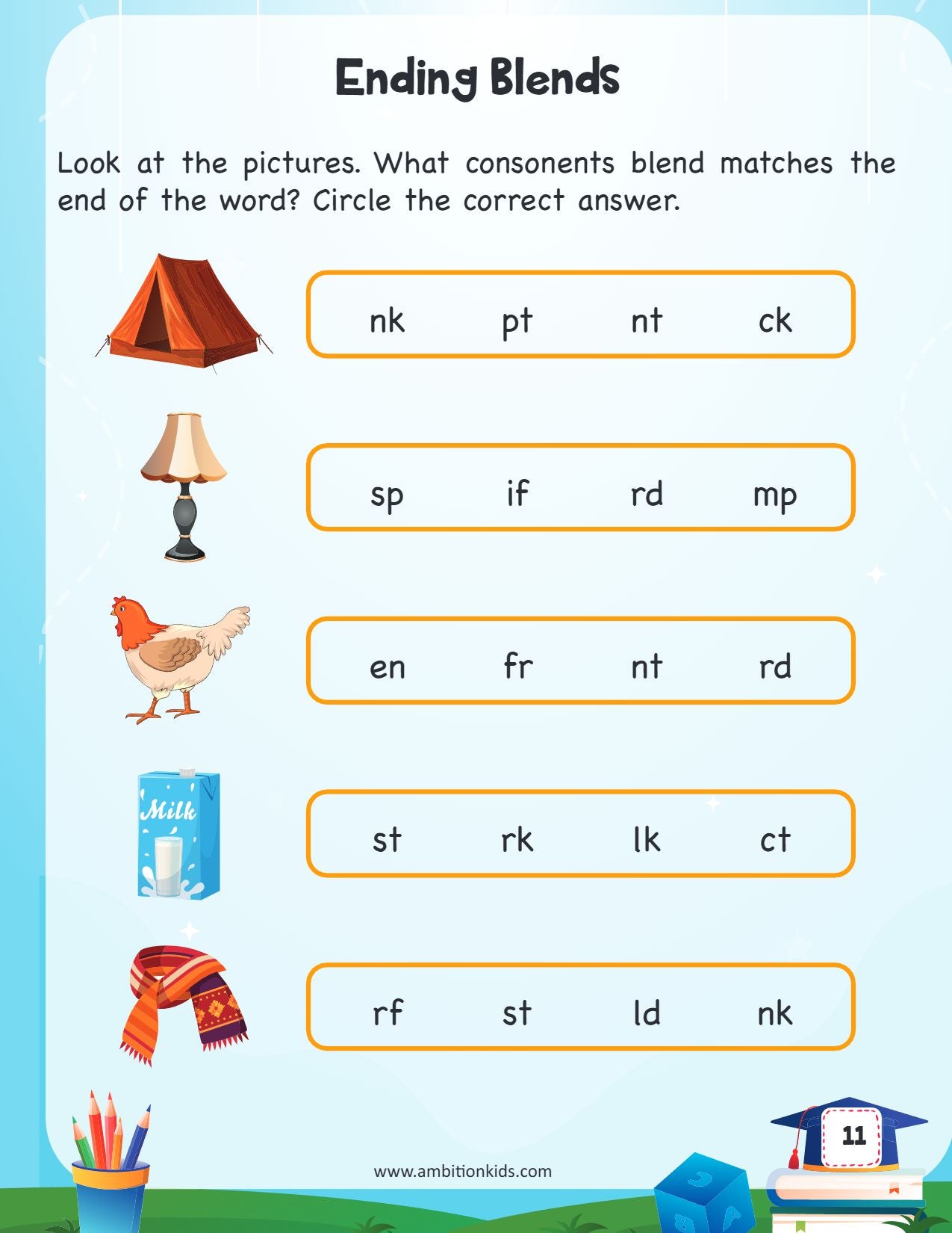 Blends & Digraphs Phonics  Ambition Kids Worksheets for Age 3–6 Years